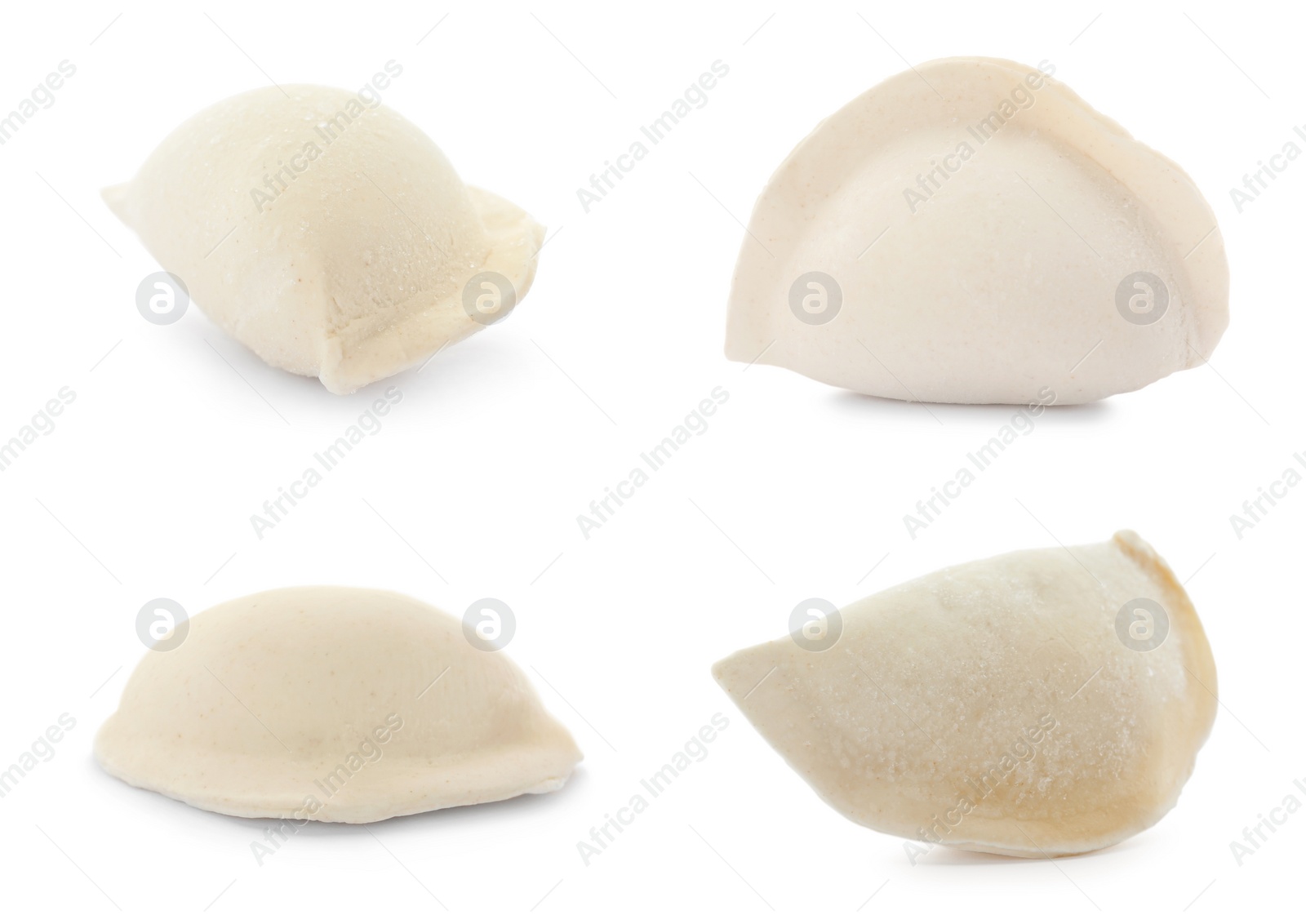 Image of Set of uncooked dumplings isolated on white