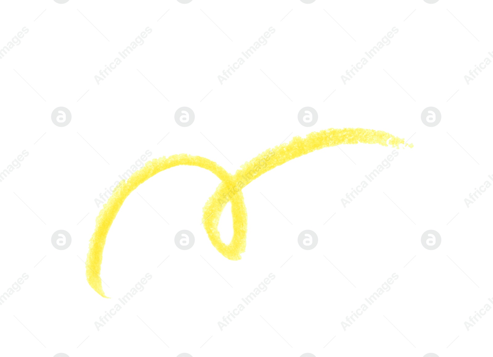 Photo of Yellow pencil scribble on white background, top view