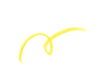 Yellow pencil scribble on white background, top view