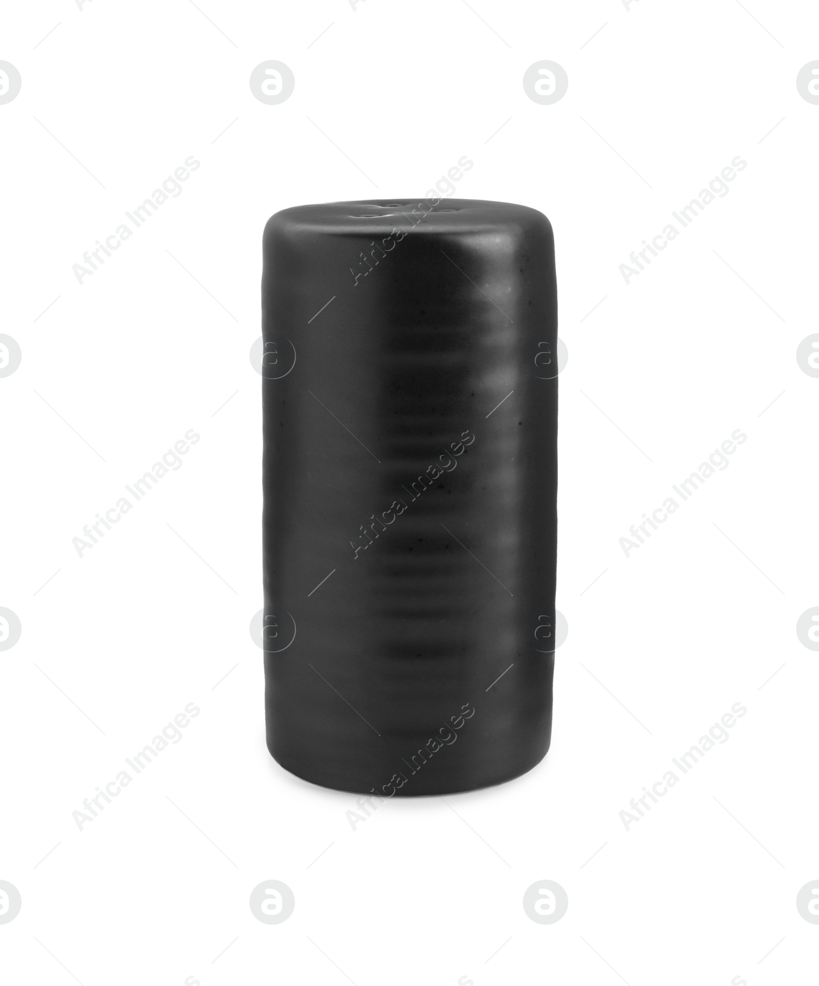 Photo of One black spice shaker isolated on white
