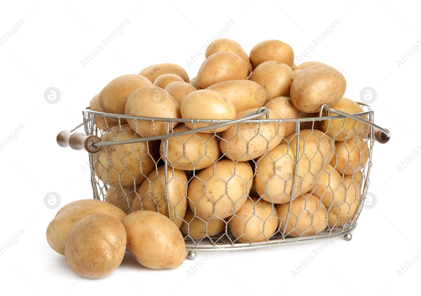 Photo of Raw fresh organic potatoes on white background