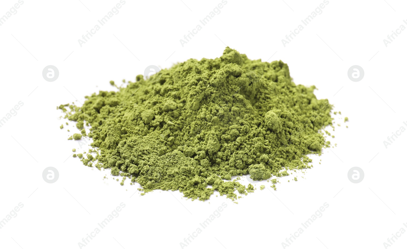 Photo of Pile of green matcha powder isolated on white