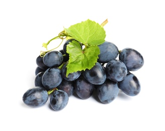 Photo of Bunch of fresh ripe juicy grapes isolated on white