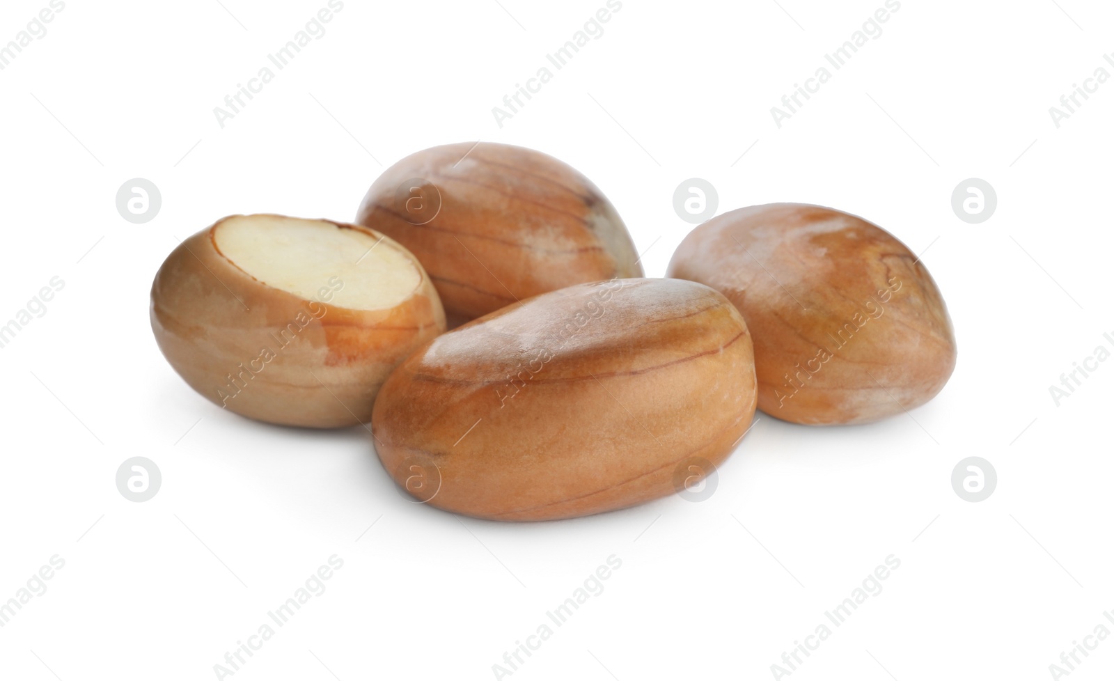 Photo of Fresh raw jackfruit seeds on white background
