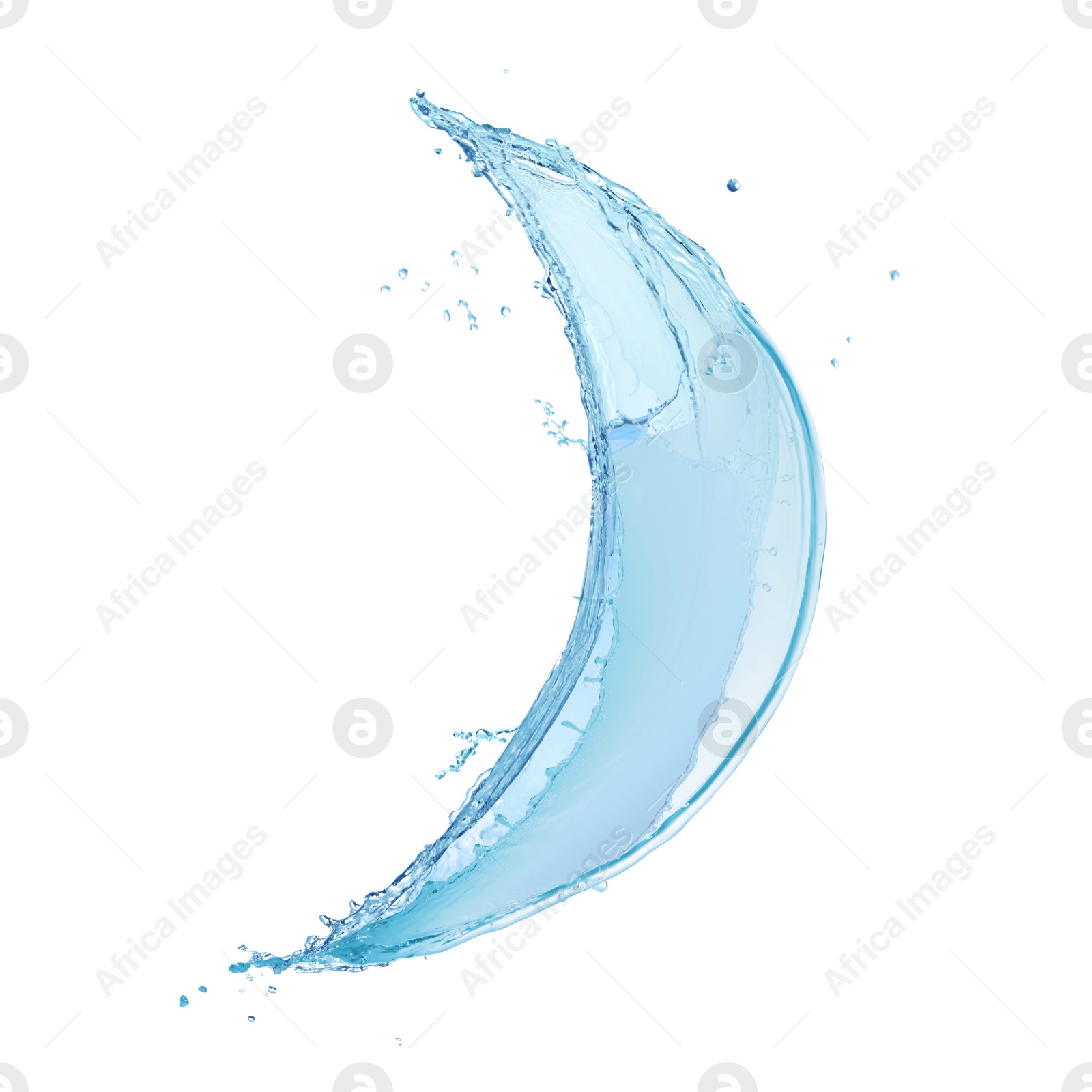 Illustration of Splash of fresh water in shape of crescent isolated on white