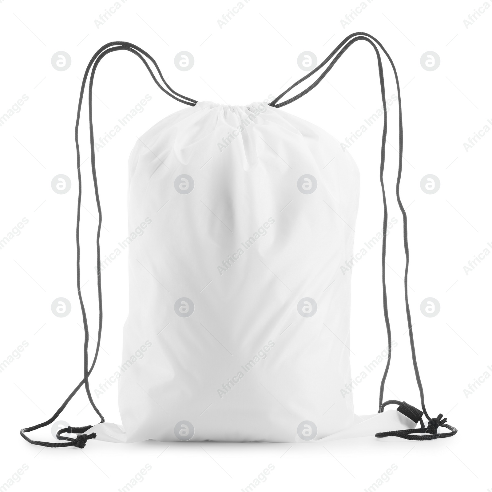 Photo of One beautiful drawstring bag isolated on white