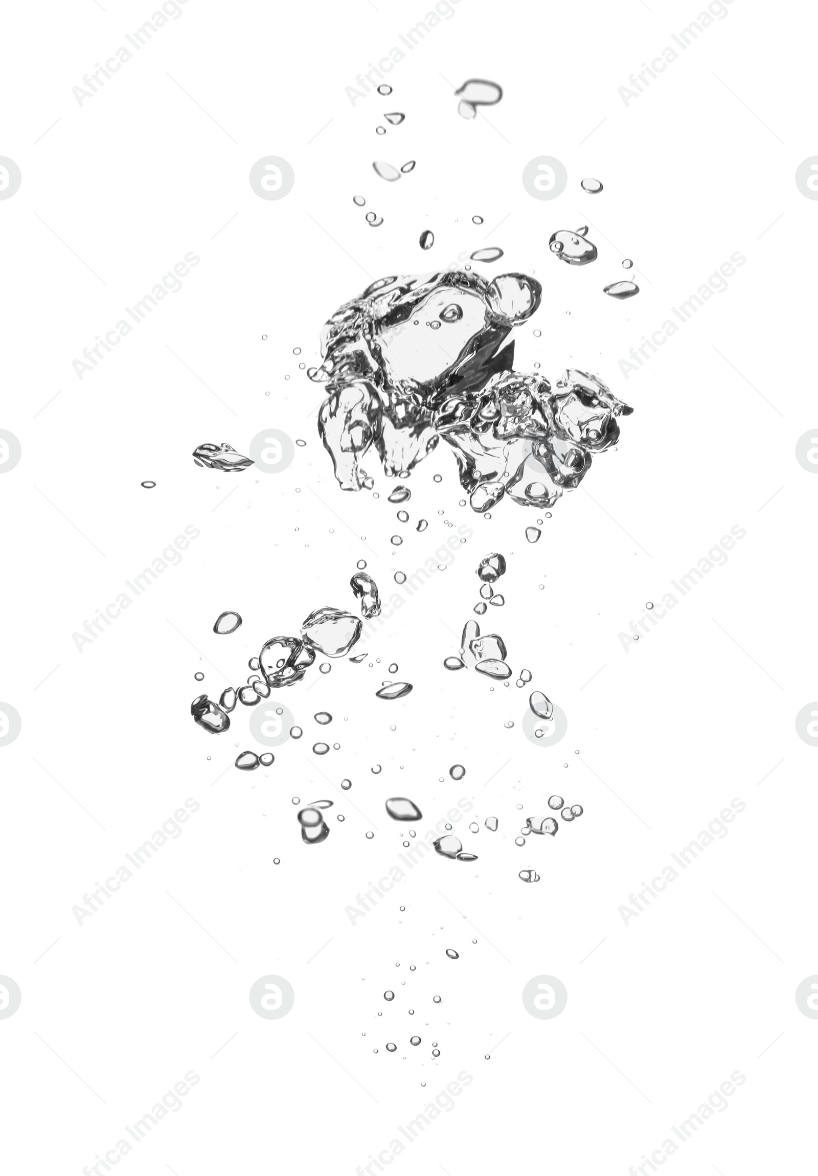 Photo of Air bubbles in water on white background