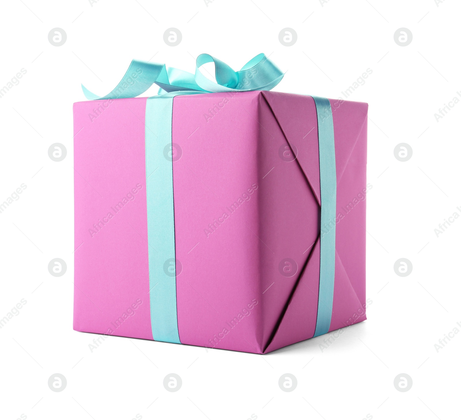 Photo of Beautiful gift box with ribbon on white background