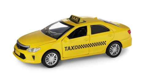 Yellow taxi car model isolated on white