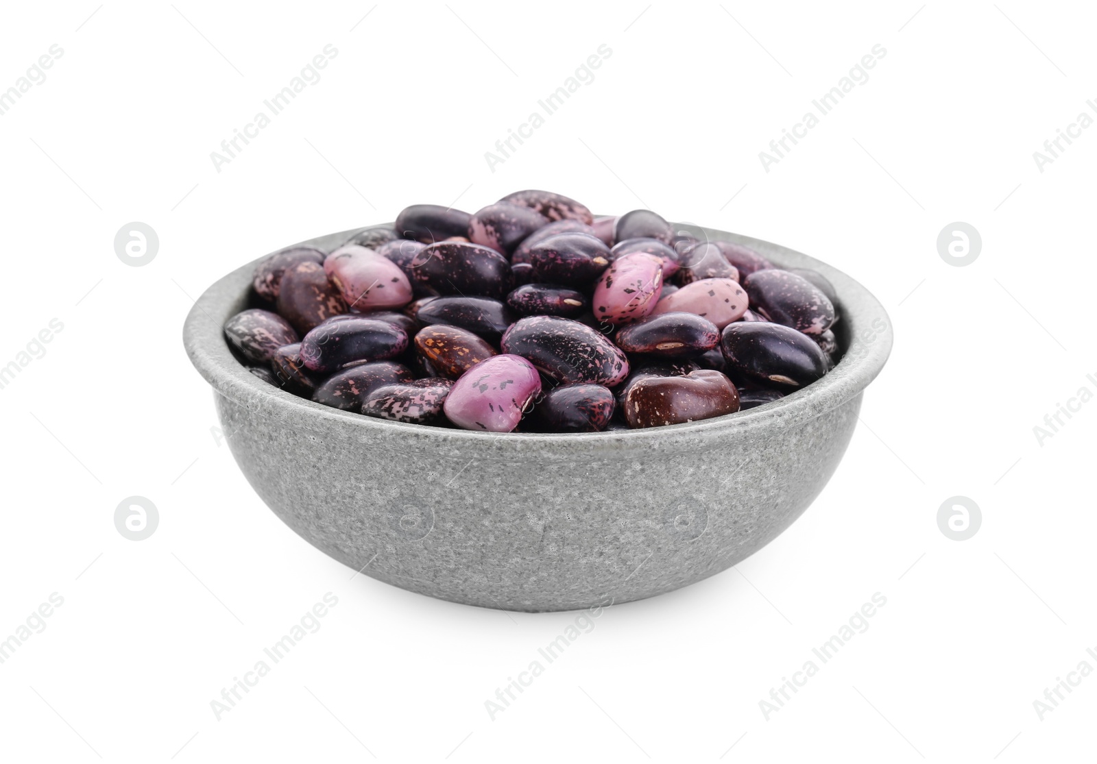 Photo of Bowl with dry kidney beans isolated on white