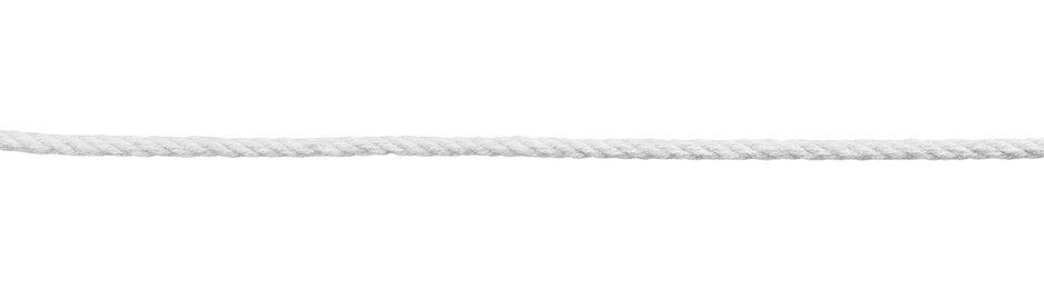 Photo of Hemp rope isolated on white. Organic material