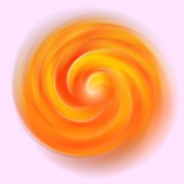 Image of Spinning hard candy on light pale pink background, motion effect
