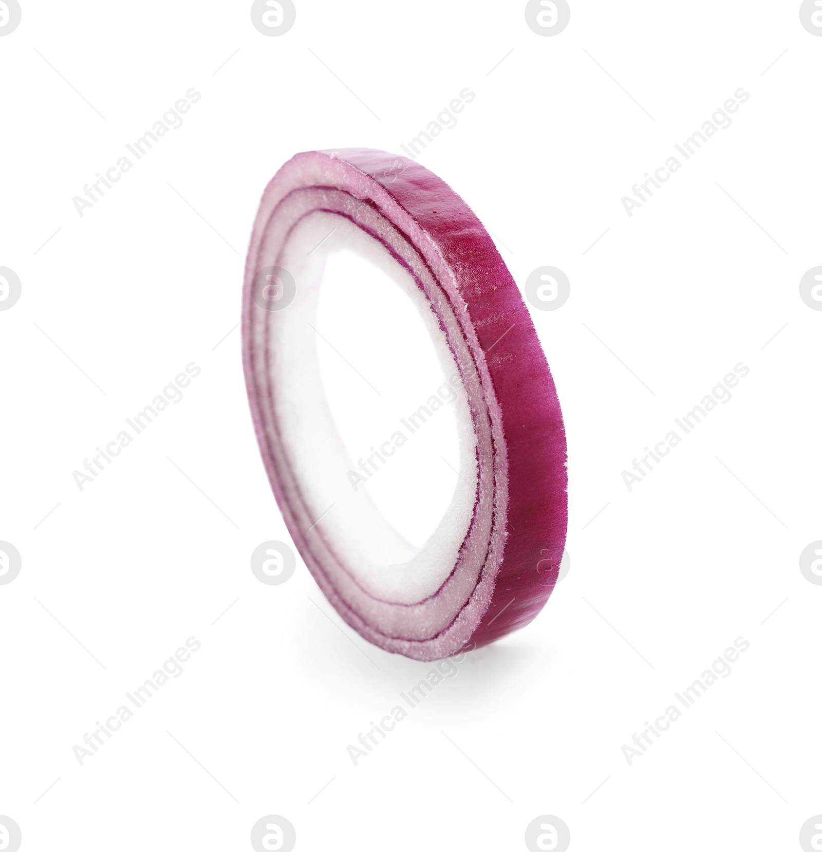 Photo of Sliced red onion ring on white background