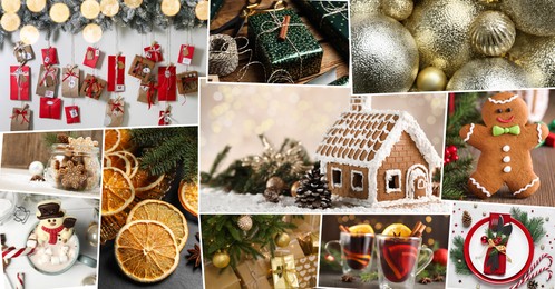 Image of Photos of Christmas holidays combined into collage. Banner design