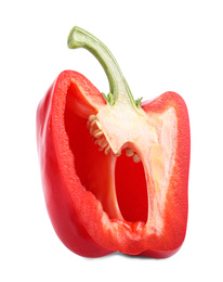 Cut red bell pepper isolated on white