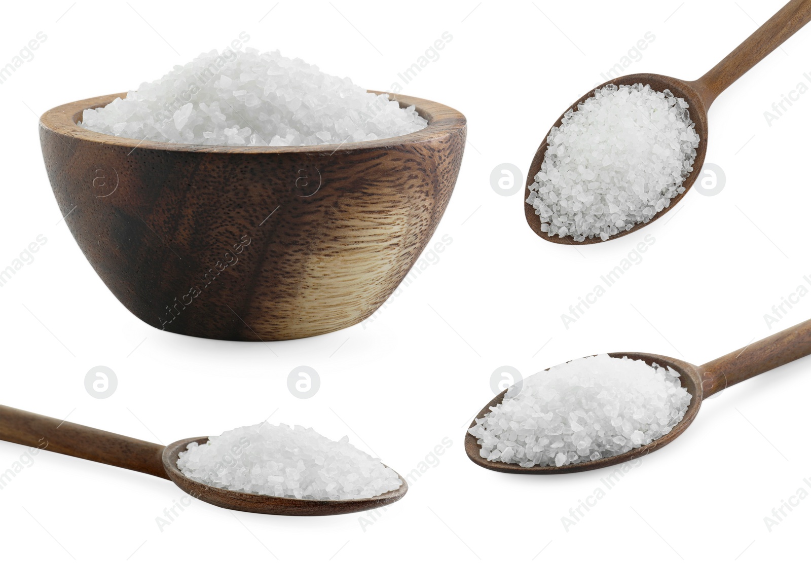 Image of Set of natural salt isolated on white