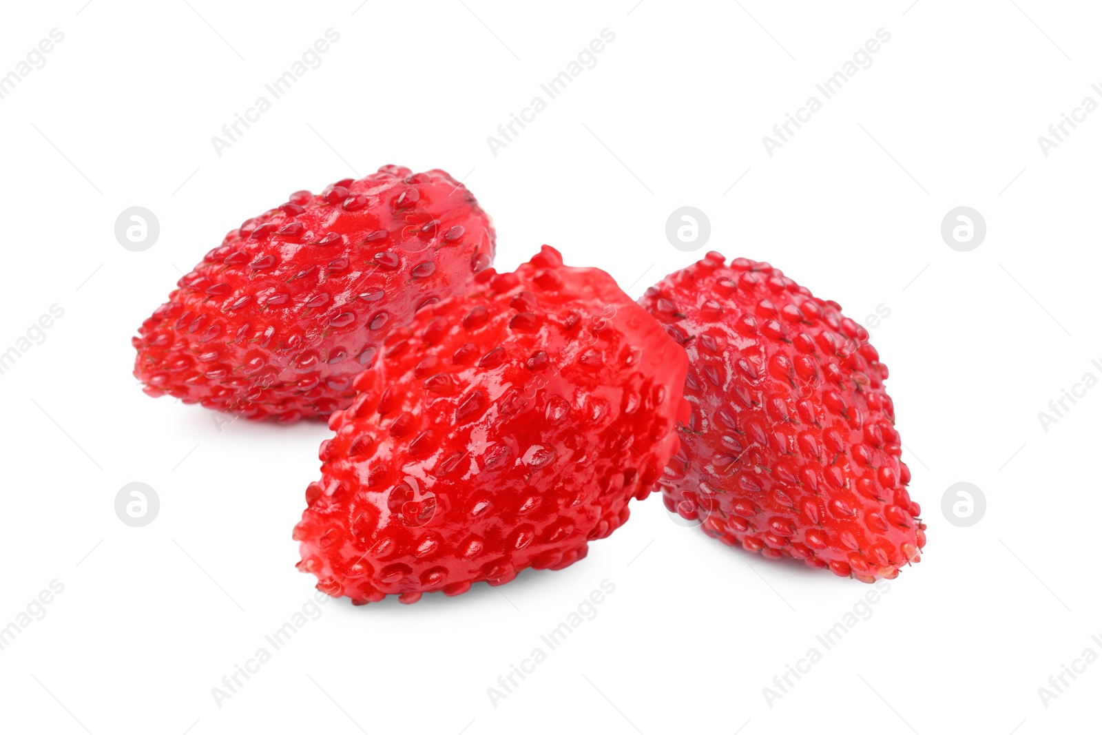 Image of Fresh ripe wild strawberries isolated on white