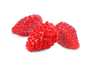 Image of Fresh ripe wild strawberries isolated on white