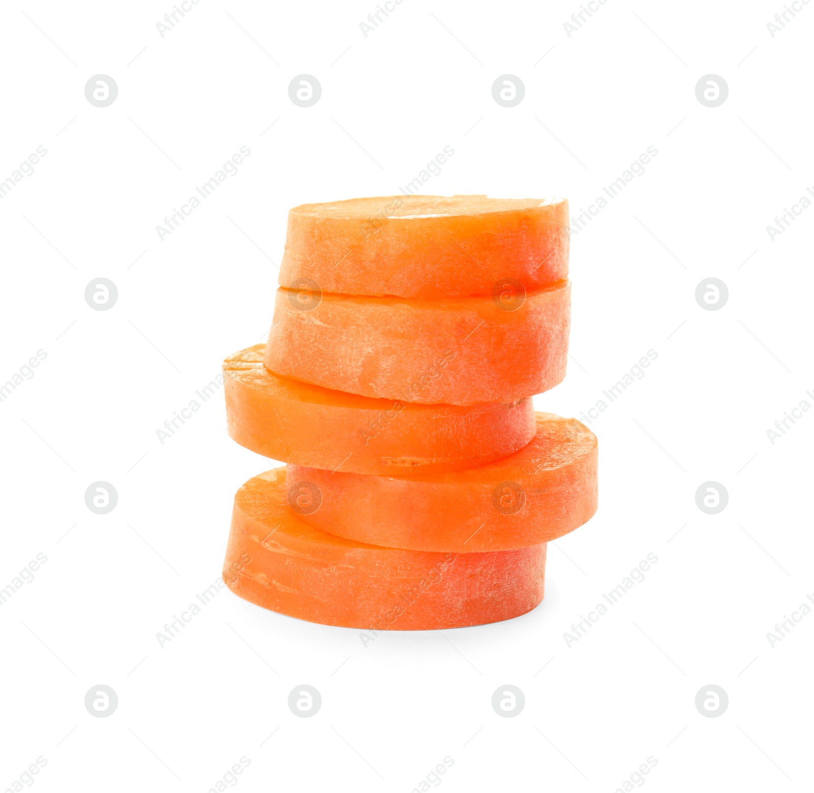 Photo of Ripe sliced carrot on white background