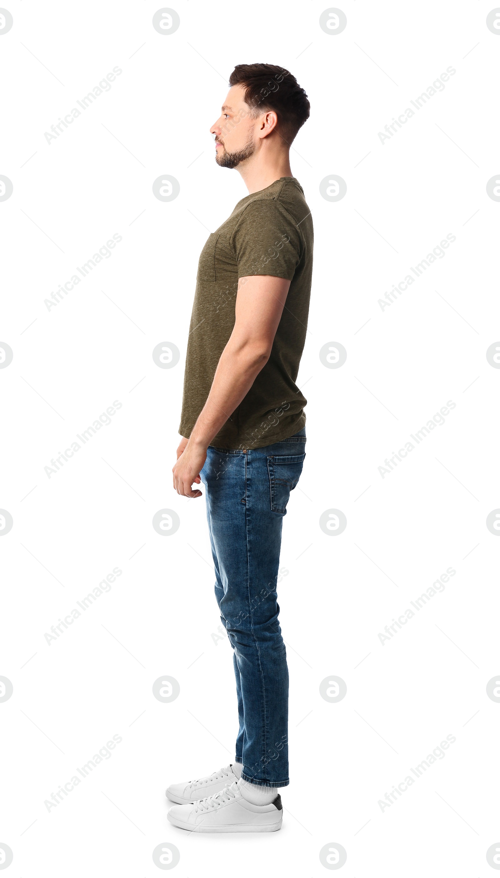 Photo of Full length portrait of handsome man posing on white background