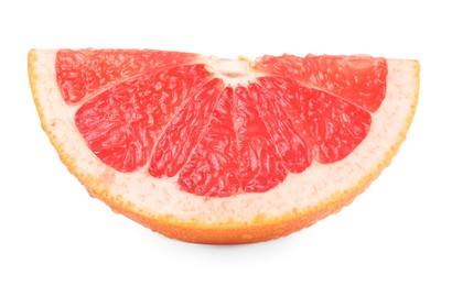 Photo of Cut ripe grapefruit isolated on white. Citrus fruit