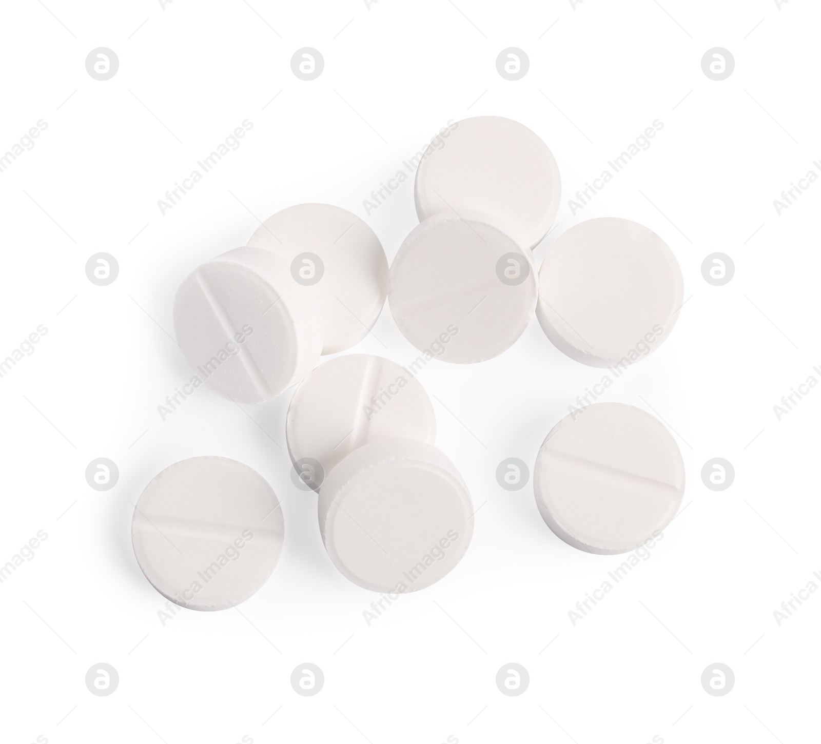 Photo of Many pills isolated on white, top view