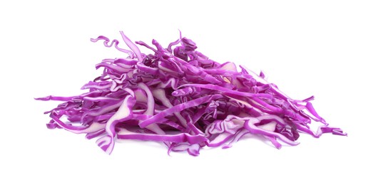 Shredded fresh red cabbage isolated on white