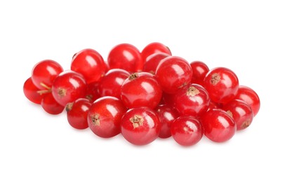 Pile of fresh ripe red currant berries isolated on white