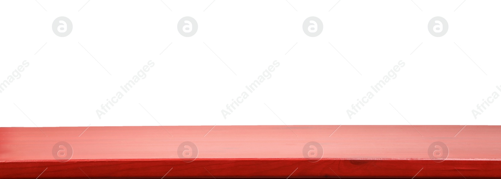 Photo of Empty wooden surface against white background. Mockup for design