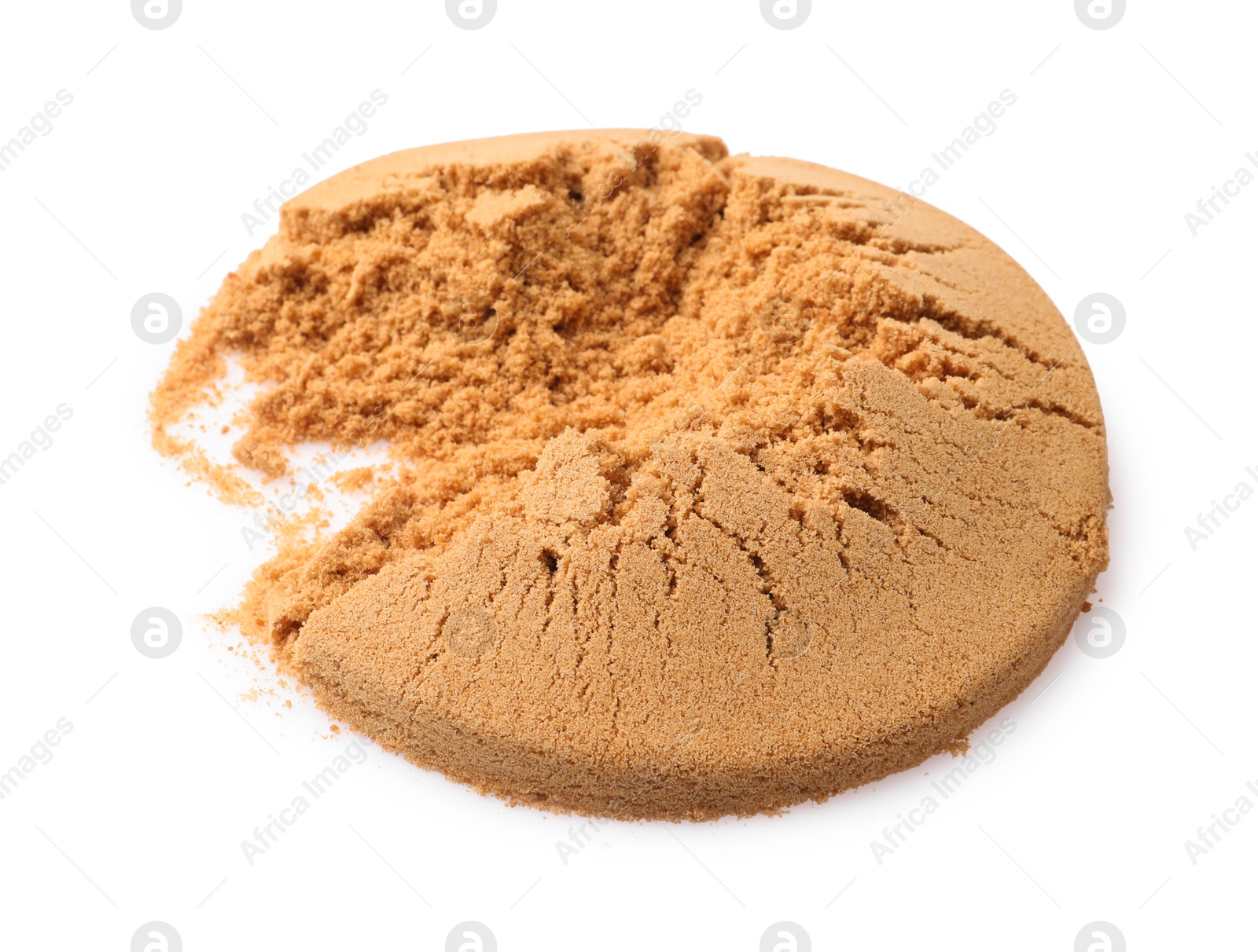 Photo of Pile of coconut sugar isolated on white