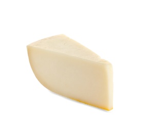Photo of Piece of tasty grana padano cheese isolated on white