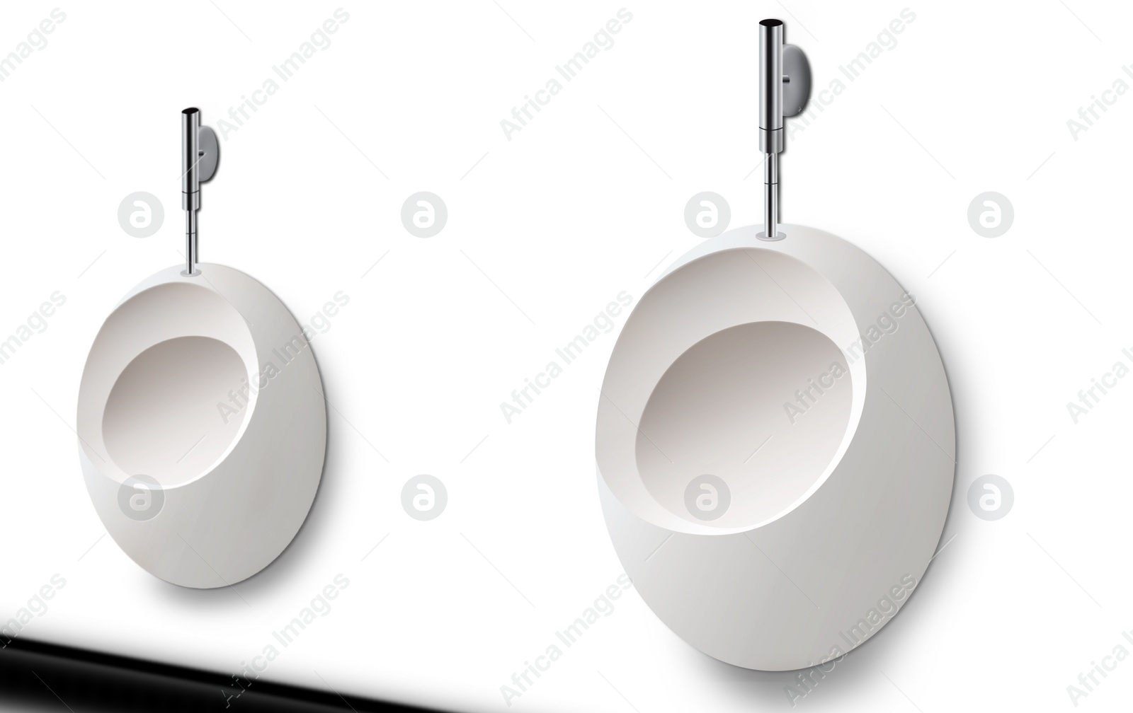 Image of Clean ceramic urinals in men's public bathroom