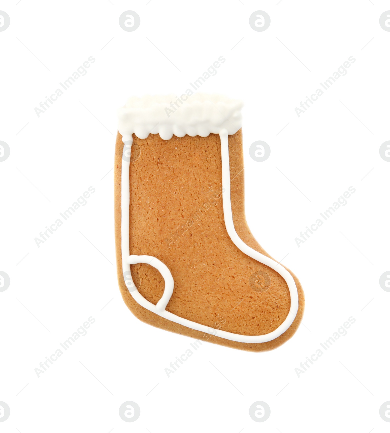 Photo of Tasty homemade Christmas cookie on white background