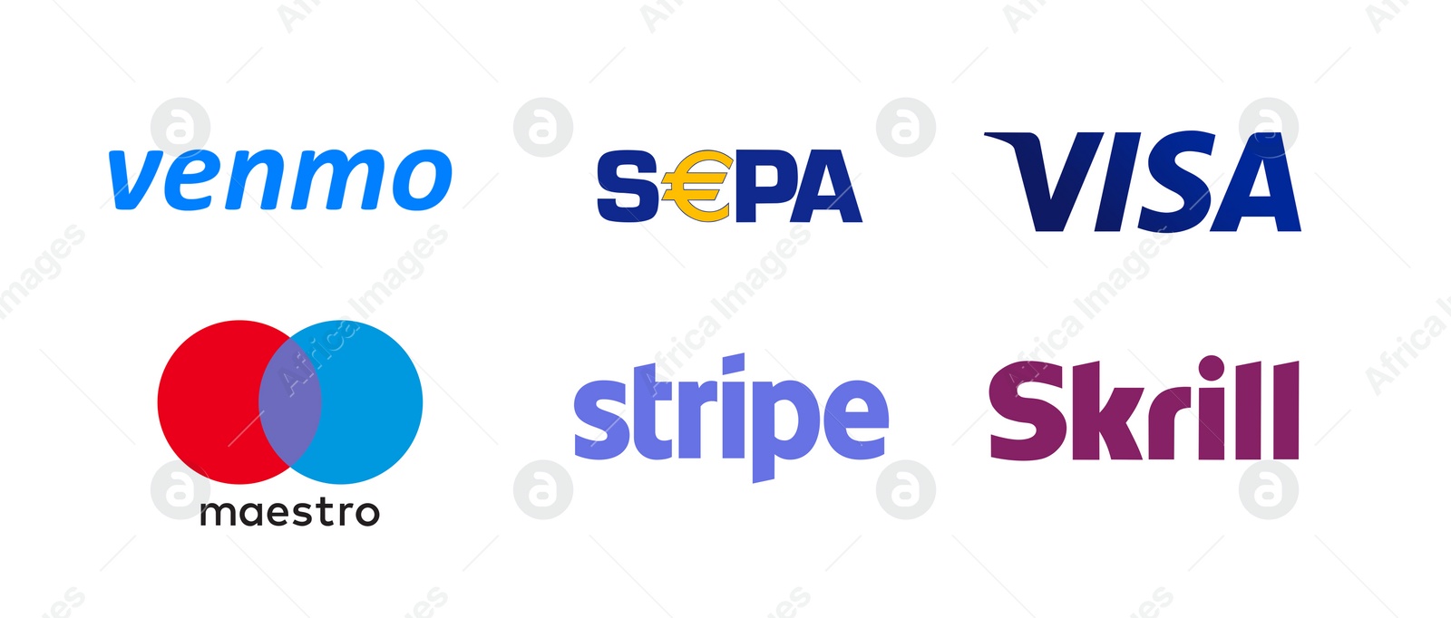 Illustration of MYKOLAIV, UKRAINE - JANUARY 18, 2021: Logotypes of different payment systems on white background, illustration