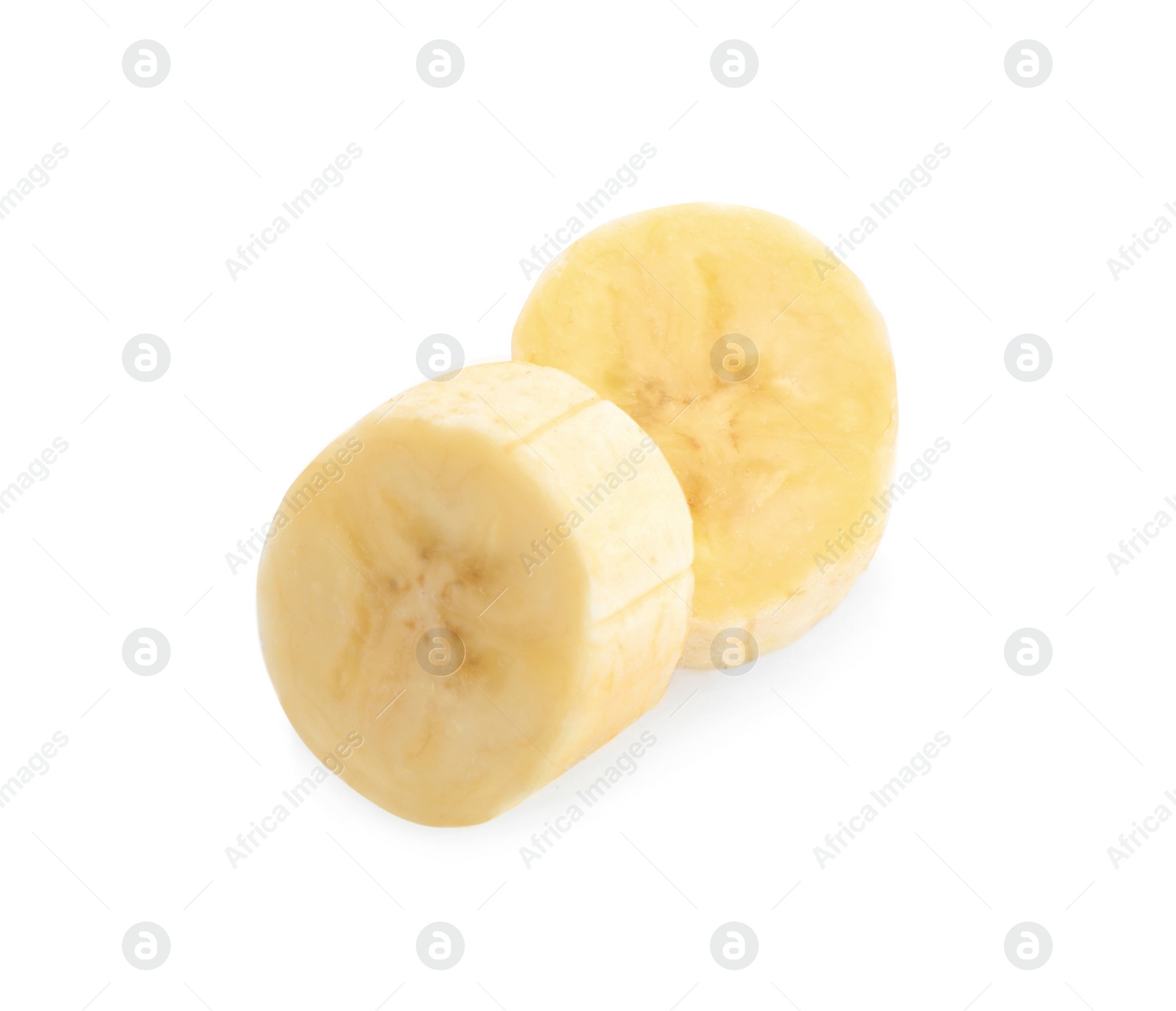 Image of Pieces of tasty ripe banana isolated on white