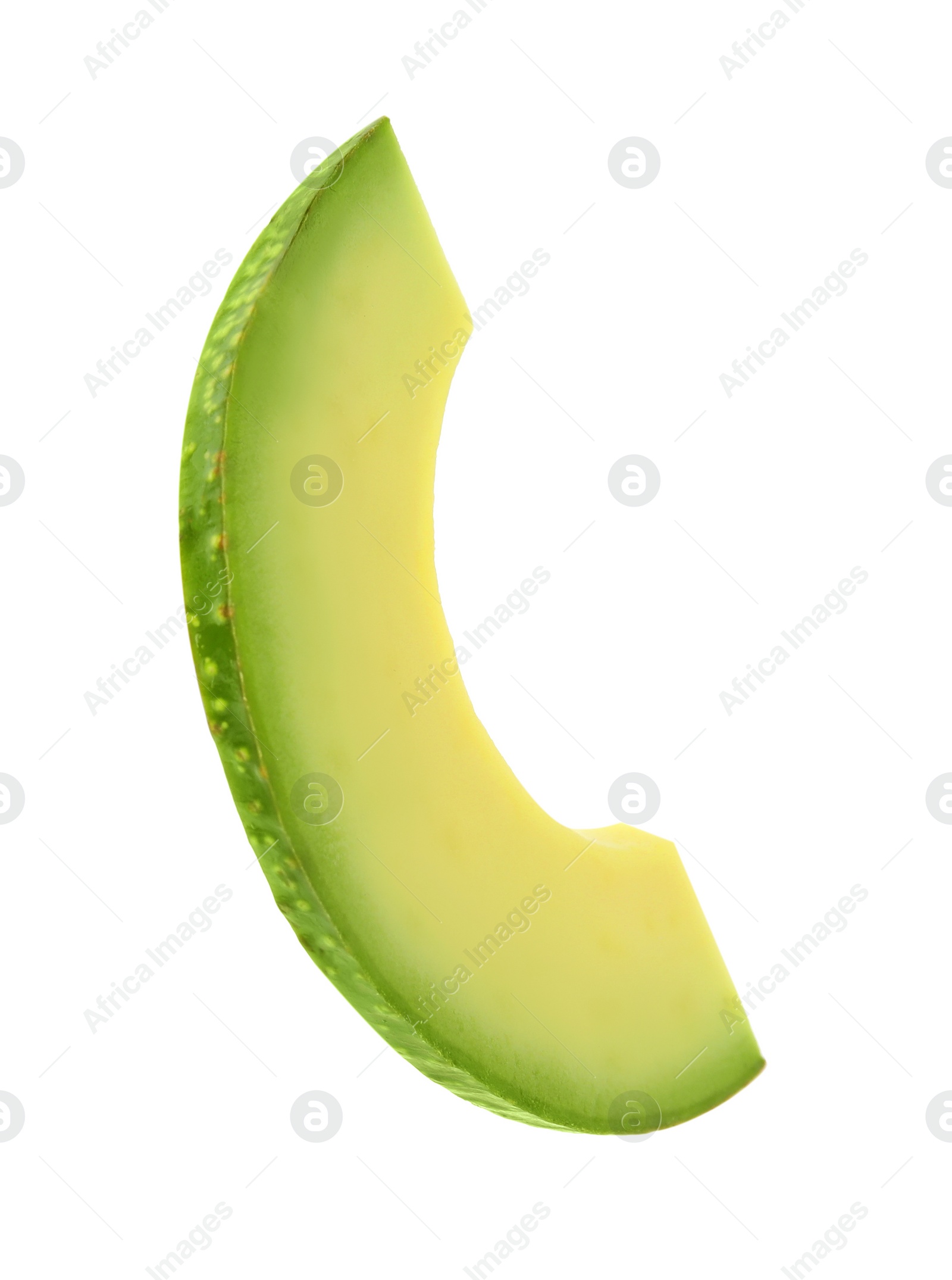 Photo of Slice of tasty ripe avocado isolated on white