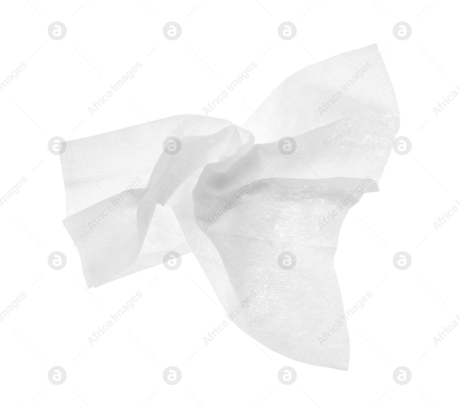 Photo of Used crumpled paper tissue isolated on white, top view