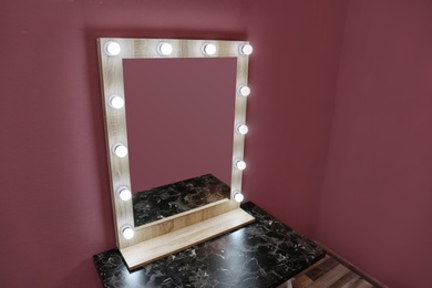 Beautiful mirror in modern makeup room