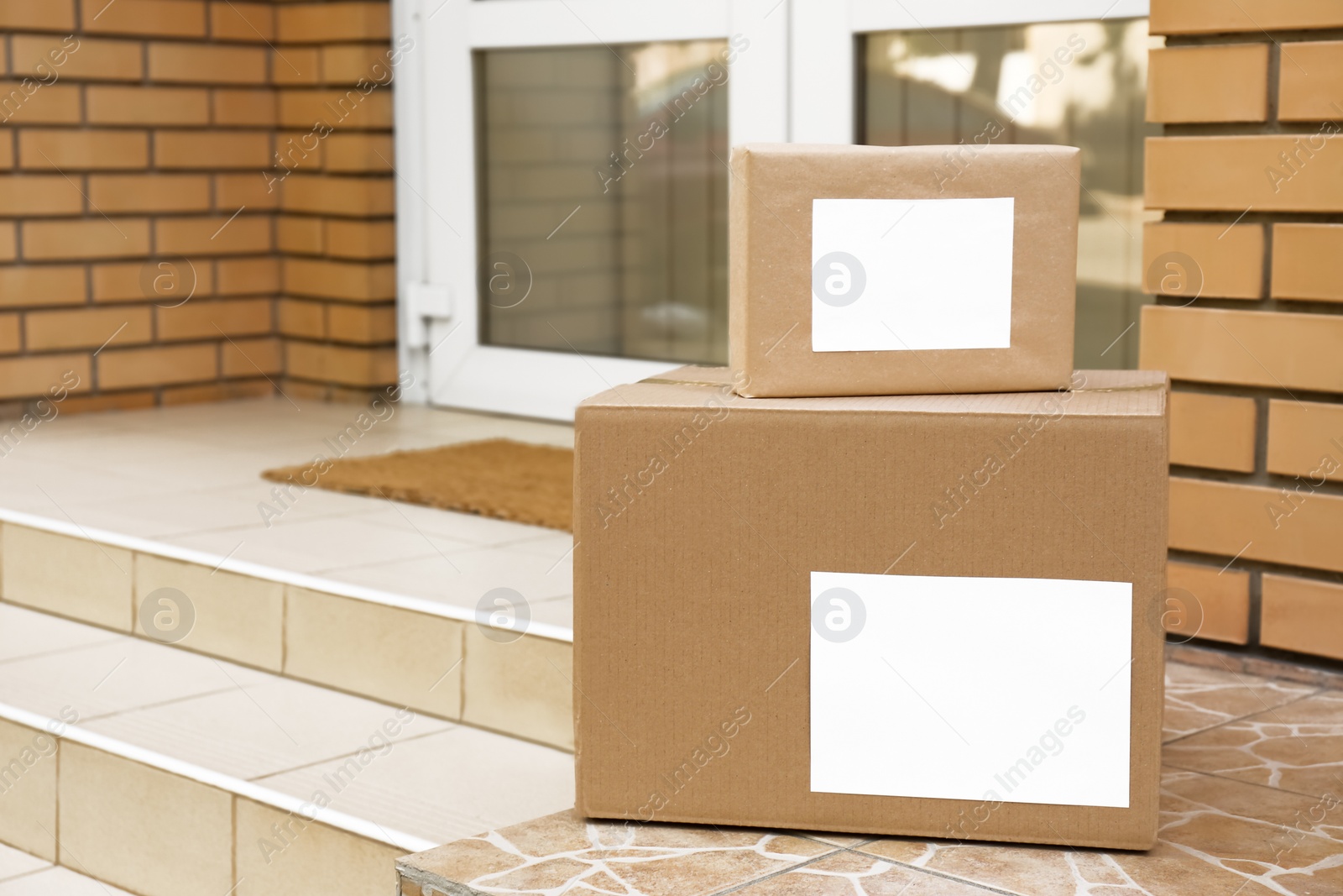 Photo of Delivered parcels on porch near front door