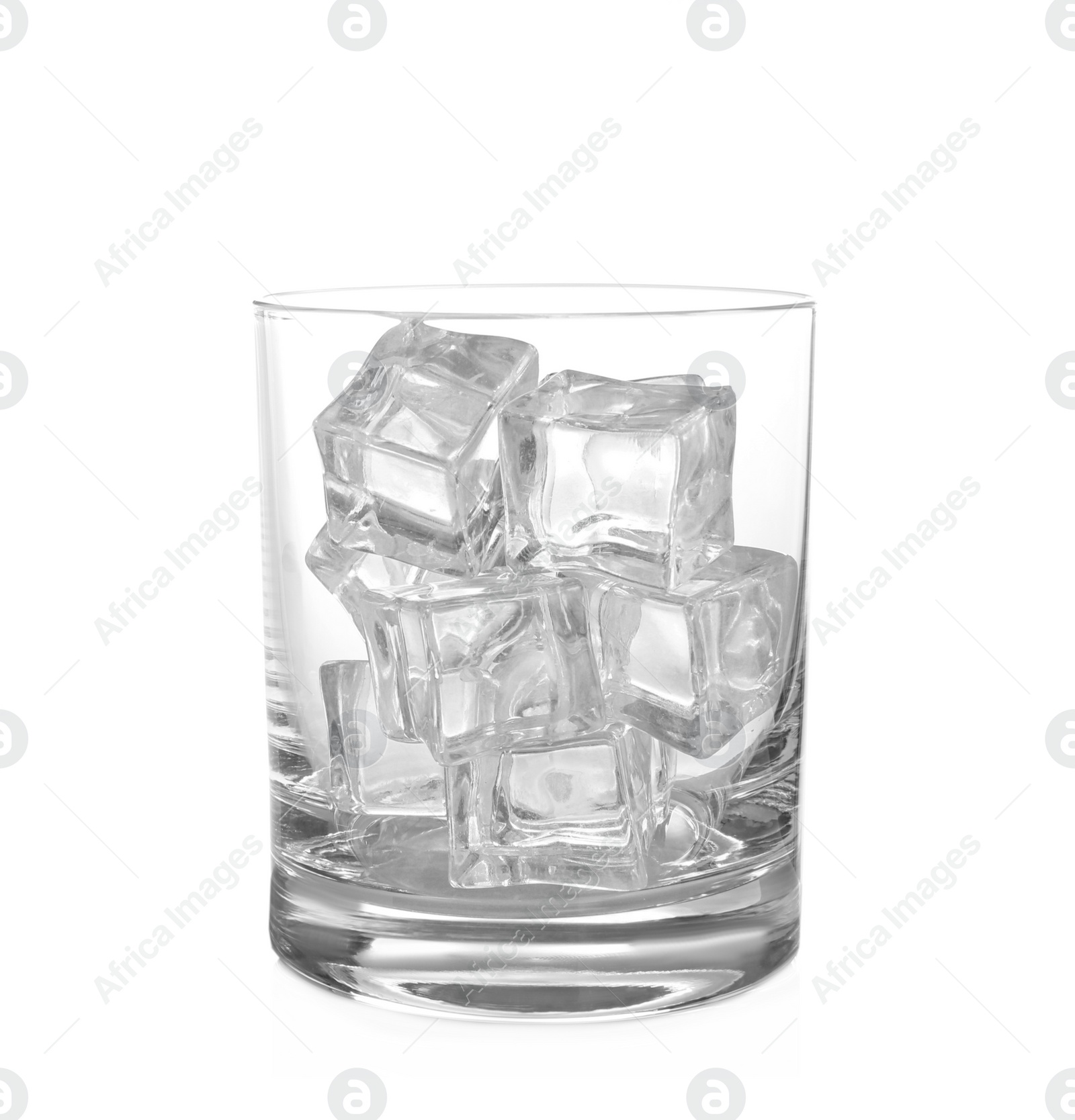 Photo of Ice cubes in glass isolated on white