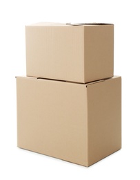 Photo of Cardboard boxes on white background