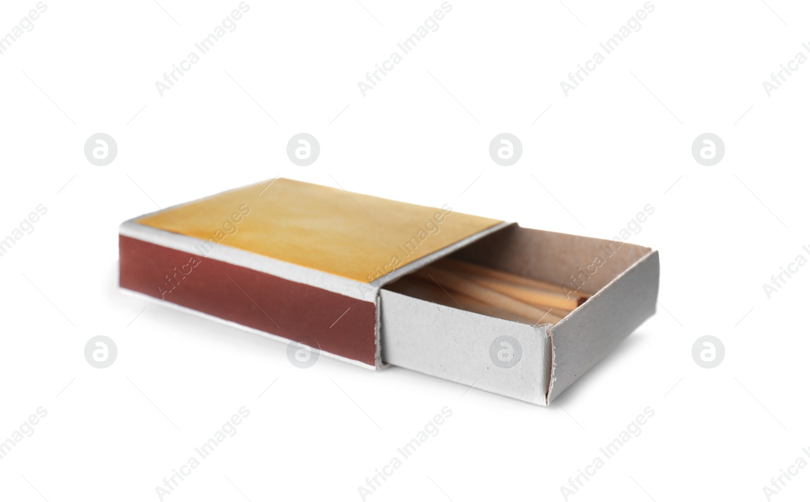 Photo of Cardboard box with matches on white background