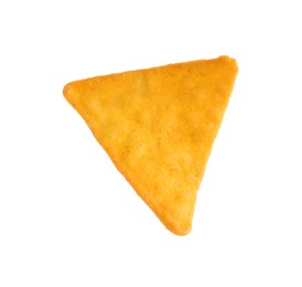 Photo of One tasty tortilla chip (nacho) on white background