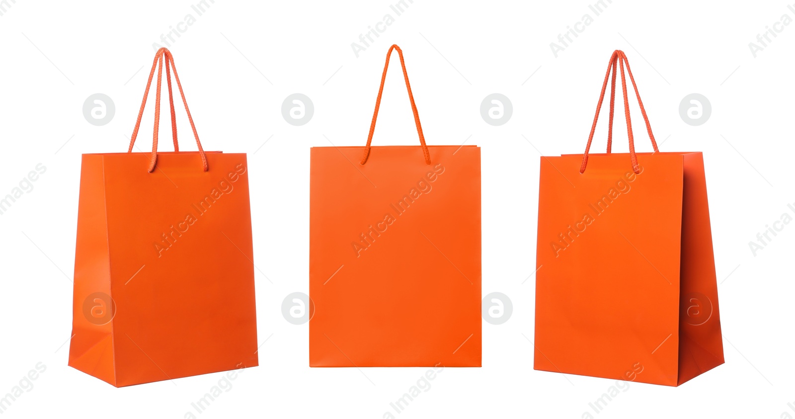 Image of Orange shopping bag isolated on white, different sides