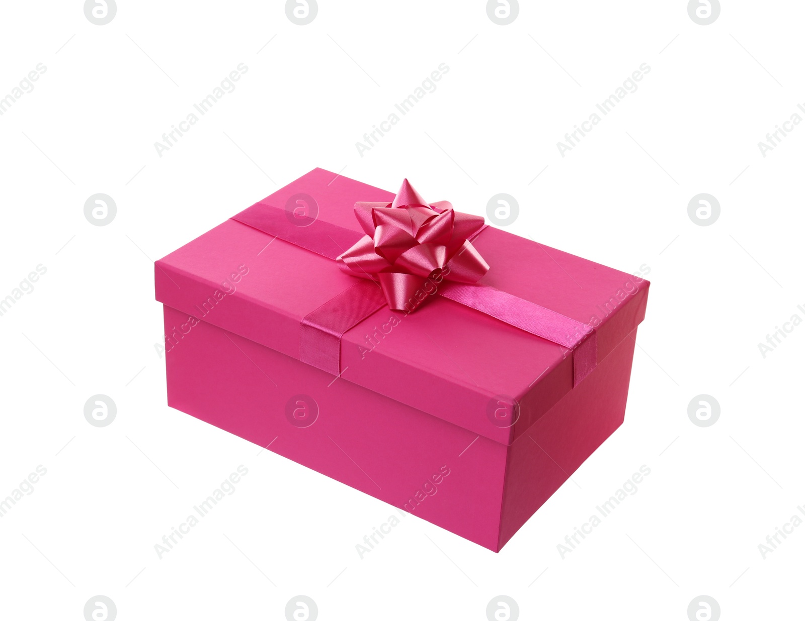 Photo of Pink gift box with bow isolated on white