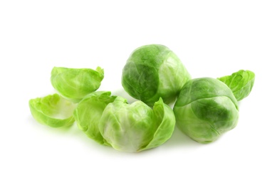 Photo of Tasty fresh Brussels sprouts isolated on white