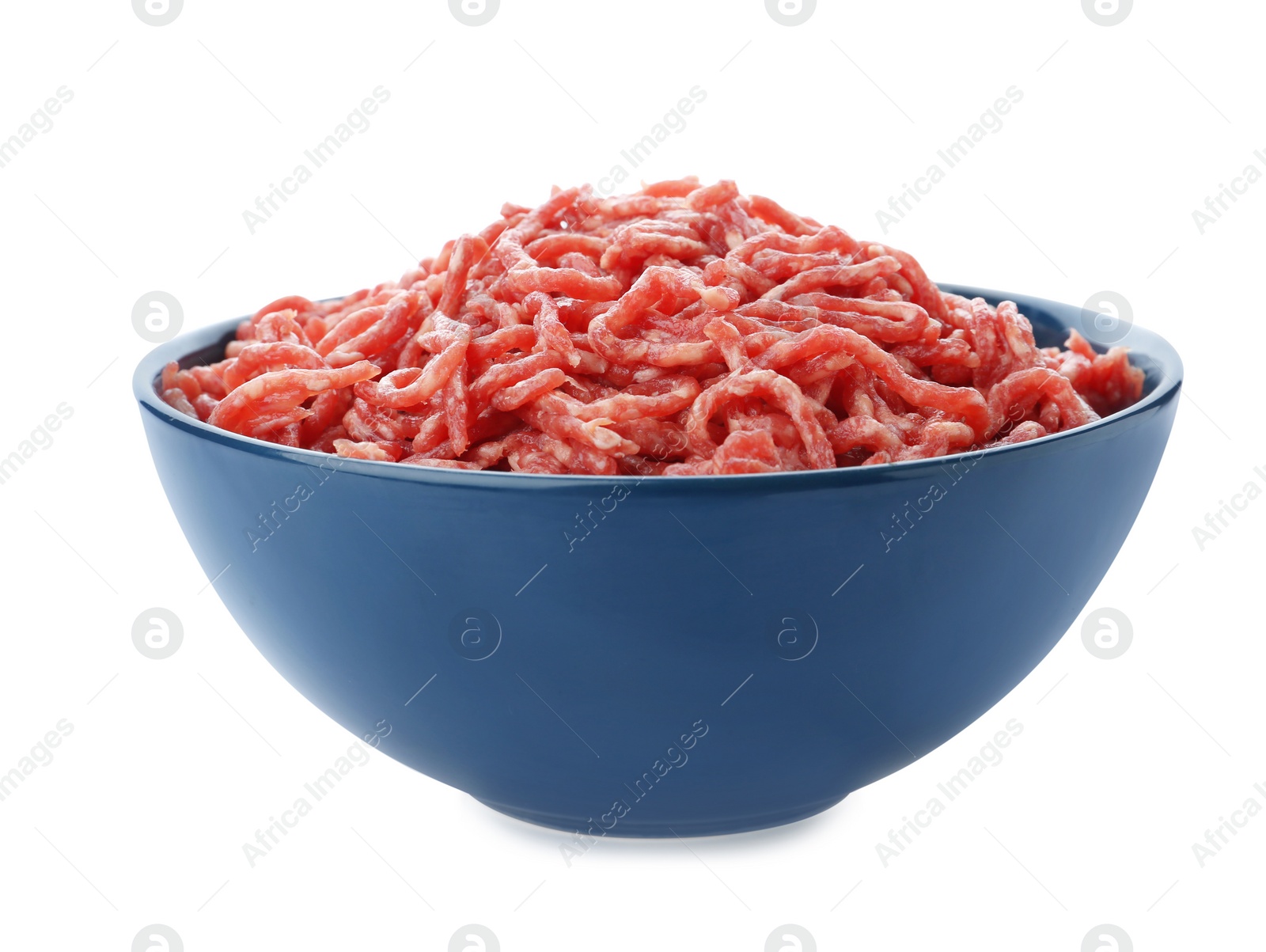 Photo of Fresh raw minced meat on white background