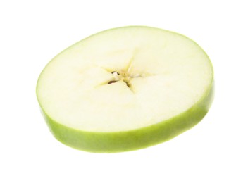 Piece of ripe green apple isolated on white