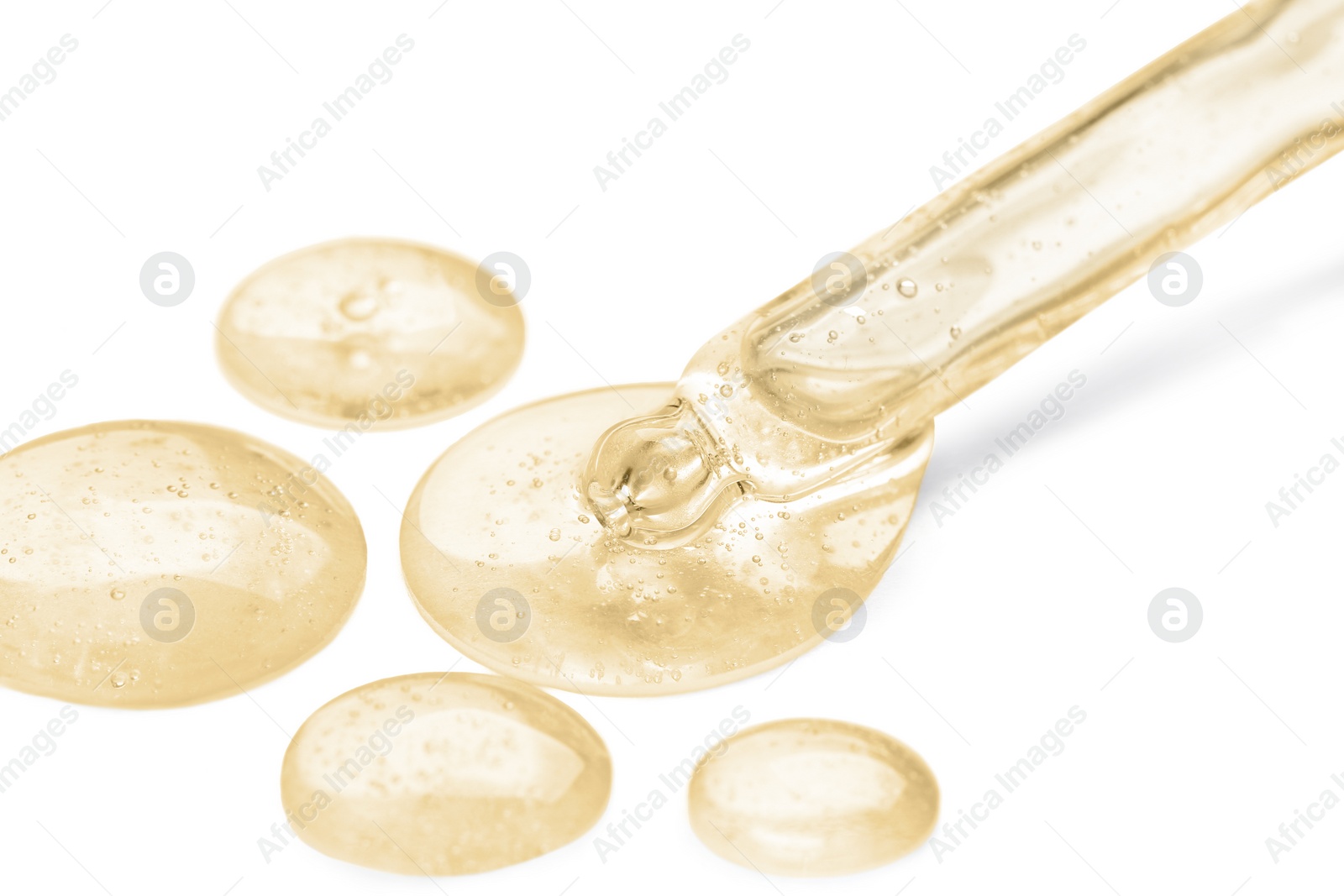 Image of Dropper with serum on white background. Skin care product