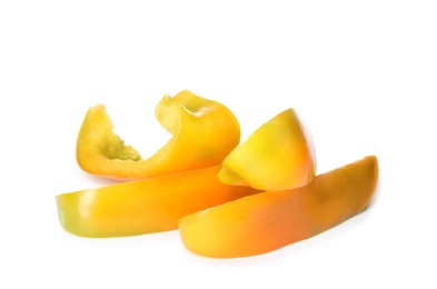 Cut ripe paprika pepper on white background